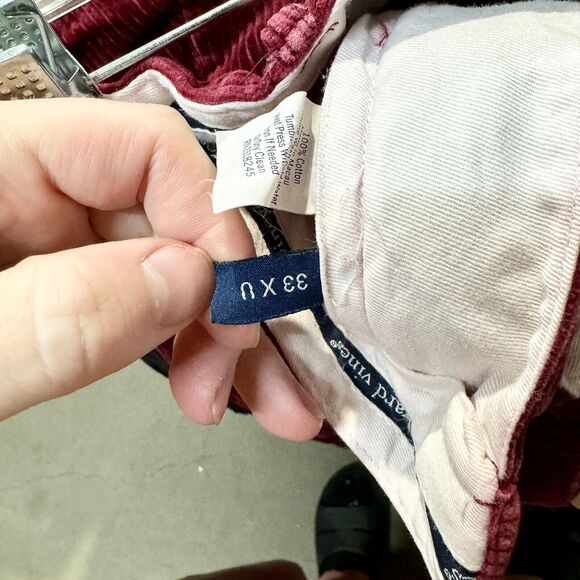 VINEYARD VINES Pants Mens Size 33X29 Wine Red Corduroy Mid Rise Straight Leg - Picture 7 of 7